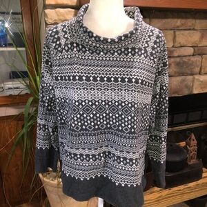 T by TALBOTS SIZE XLARGE GRAY AND WHITE 3/4 SLEEVE SWEATER W/ZIPPER DETAIL